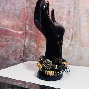 NWT Ink & Alloy Black and Tan Beaded Bracelet